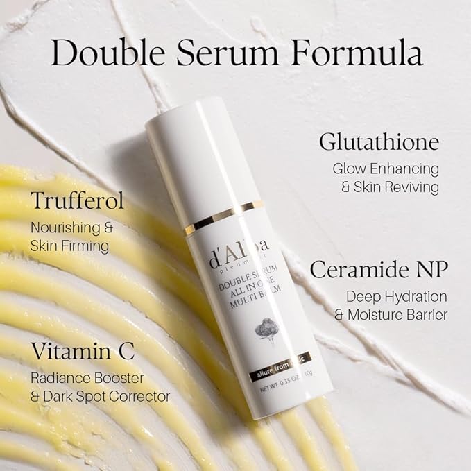 d'alba Piedmont Italian White Truffle Double Serum All-in-one Multi Balm, Vegan Skincare with Vitamin C and Vegan Collagen, 3-in-1 Anti Wrinkle, Eye Treatment, Dark Spot Remover