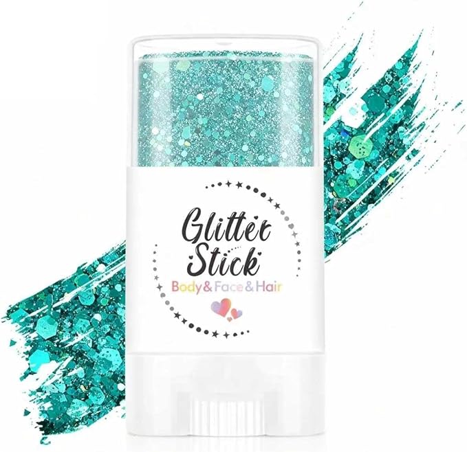 Body Glitter Stick, Sparkling Holographic Sequins Neon Outfit Party Christmas Green Accessories Glitter Gel Makeup.