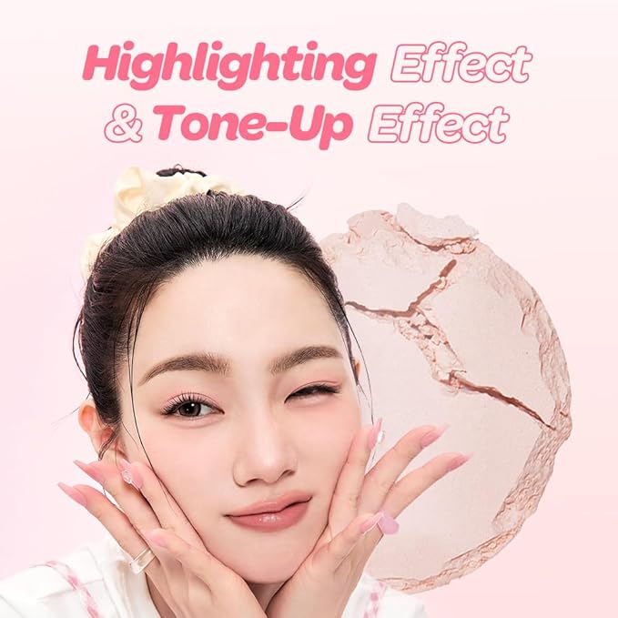 I'M MEME Compact - Tone-up Pact | Korean Pressed Setting Powder for Pink Blur Effect, with Calamine, Makeup Powder, Translucent Compact, Finishing Powder, Oil Control Face, Teen Girl Gifts, 0.35 Oz