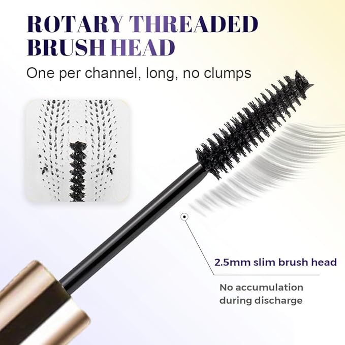 2PCS Ultra-Fine Lengthening Waterproof Quick-Dry Mascara, Black Mascara for Fine Short Lash Older Women Mulit-layered Lashes (Black)