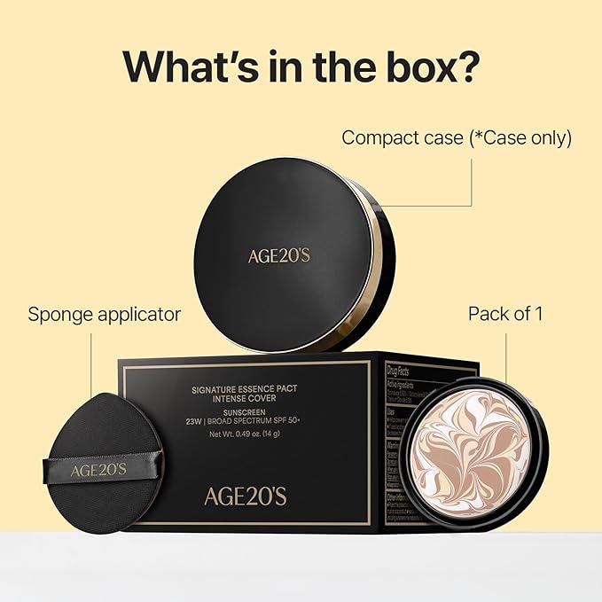 [NEW] AGE20'S Signature Essence Pact | 17N IVORY | Vegan Korean Cushion Foundation | Pack of 1 | Cream Foundation, Dewy & Glow Finish, Natural Coverage, SPF 50+