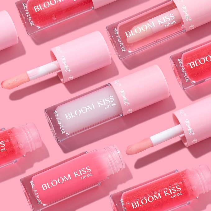 Miss Lil USA Bloom Kiss Lip Oil, Nourishing Hydrating High-Shine Lip Oil Gloss, Lightweight Non-Sticky Formula for Soft Glossy Lips, Vegan & Cruelty-Free (Aria)