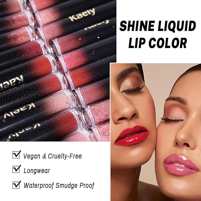Kaely Longwear No-Budge Lipstick for Women, Highly Pigmented Liquid Lip Color Makeup, Non-Transfer Lip Gloss Stain Waterproof Smudge Proof 24 Hour, Instant Shine, Vegan & Cruelty-Free, 04 LIPPY