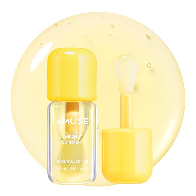 Amuse Seoul Banana Lip Oil (02 Banana) – Skincare-Infused Hydrating Vegan Lip Oil, Lightweight Non-Sticky Glossy Finish, with Peptide & Rice-Based PDRN