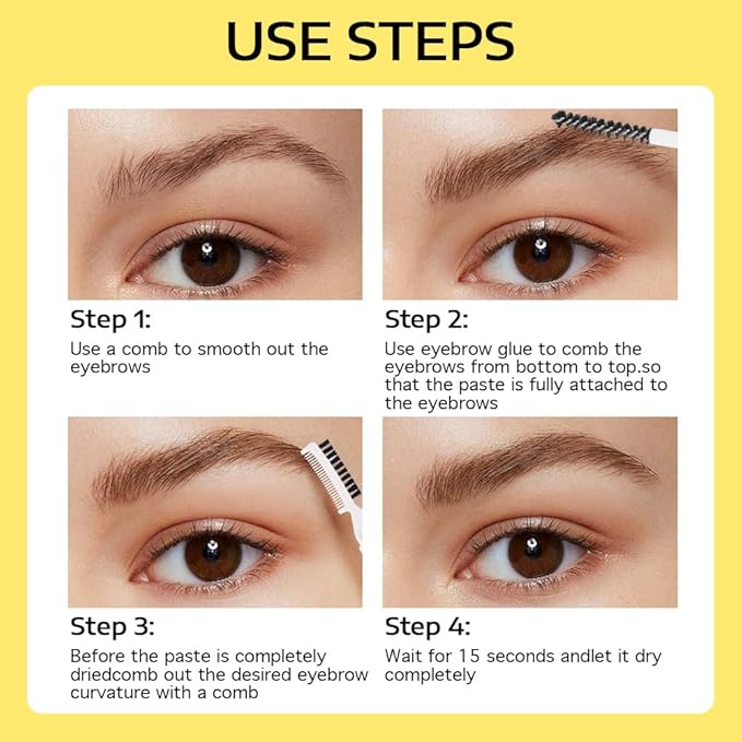 RAVE LADY Eyebrow Sculpt Gel，Long-Lasting Brows Stying Clear-Drying & Waterproof Brow Gel Creates Laminated Brows, Comb & Brush Duo Brows