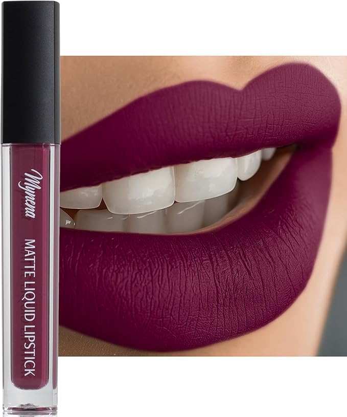 Mynena Deep Berry Purple Matte Liquid Lipstick | Long-Lasting Comfort | Smudge-Proof Transfer-Resistant | Full Coverage Non-Drying | Vegan & Cruelty-Free | All-Day Wear Lip Color | Viola