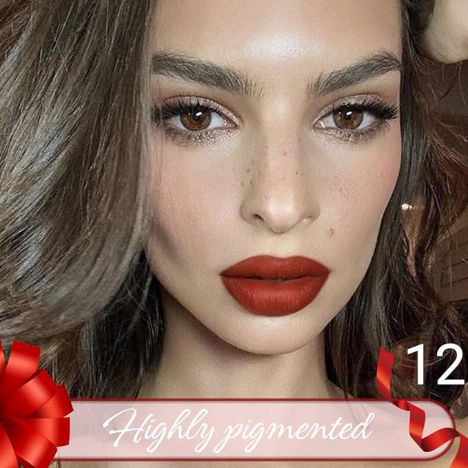 Brownish Red Matte Lip Liner Crayon with Sharpener - Waterproof Smudgeproof Long-Wear Lip Pencil, Creamy Pigmented Lip Crayon for Women, 12HR Stay Silky Velvet Lip Liner 12#