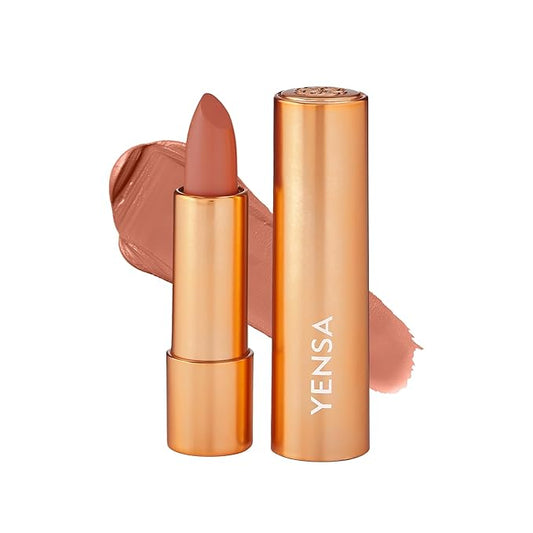 YENSA Vibrant Silk Hydrating Lip Stick - Long Lasting Lipstick with Hyaluronic Acid, Vitamin E & Super Oils - High Pigment Color & Semi Glossy Finish - Moisturizing Formula - Ignite (0.12 oz)