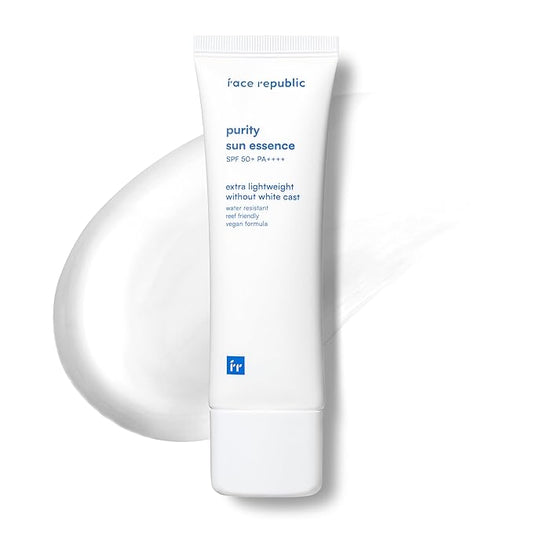 Face Republic Purity Sun Essence 50ml 1.69fl.oz. | SPF50+ Broad Spectrum UV Protection | No White Cast | Water Resistant | Vegan Certified, Reef Safe, Cruelty Free | Non-greasy | Korean Skin Care