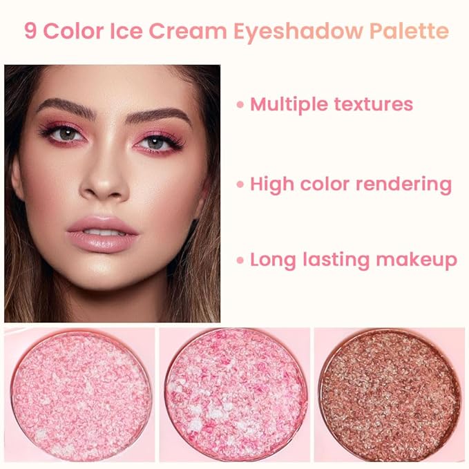 9Colors Eyeshadow Palette, Red Eye Enhancers Magic EyeShadow Palette, Glitter Shimmer Sparkly Eye Shadow Makeup, Velvety Pigmented Creamy Long Lasting Waterproof Naturing-Looking Women Girls
