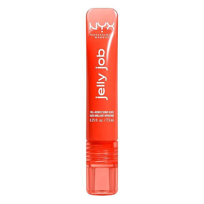 NYX PROFESSIONAL MAKEUP Jelly Job Lip Gloss, Lip Tint Gloss with Full-Bodied, Smoothing, and Hyper-Glossy Shine - Orange Ya Jelly? (Tangerine)