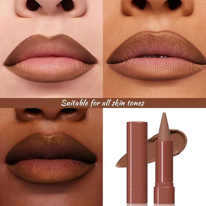 Warm Brown Gradient Matte Lip Liner Pencil Crayon for Women - Waterproof Smudge-Proof Kissproof Long-Wear Lip Pencil, Flawless Contour Ombre Effect Lip Crayon, Creamy Pigmented Lip Liner 01#