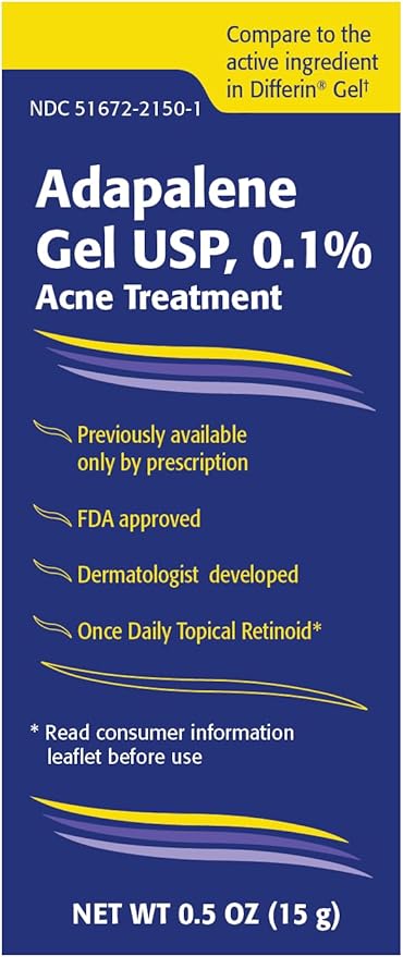 TARO Adapalene 0.1% USP Gel, Paraben Free, Retinoid Acne-Prone Facial Treatment for Sensitive Skin, Prescription Strenght (0.5)