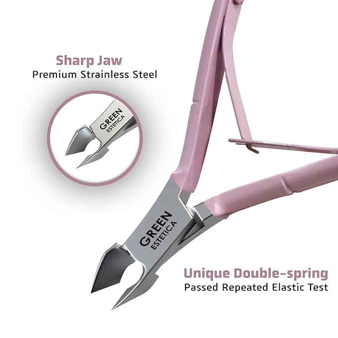 Professional Cuticle Trimmer Nail Cuticle Cutter Stainless Steel Cuticle Nippers with Sharp Blades of Cuticle Remover Clippers Manicure Tools Double Spring for Nail Care Pedicure Nail Tools (Rose)