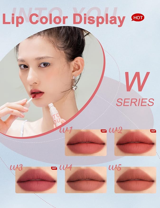 INTO YOU Matte Lipstick, Super Stay, Long Lasting Waterproof, Soft Lightweight Smooth Lip Clay Mousse, Dual-Use For Lips And Cheek, Red (W1)