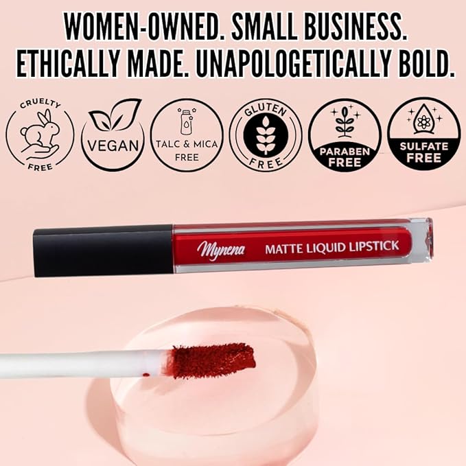 Mynena Warm Fiery Orange Red Matte Liquid Lipstick | Long-Lasting Comfort | Smudge-Proof Transfer-Resistant | Full Coverage Non-Drying | Vegan & Cruelty-Free | All-Day Wear Lip Colors | Glory