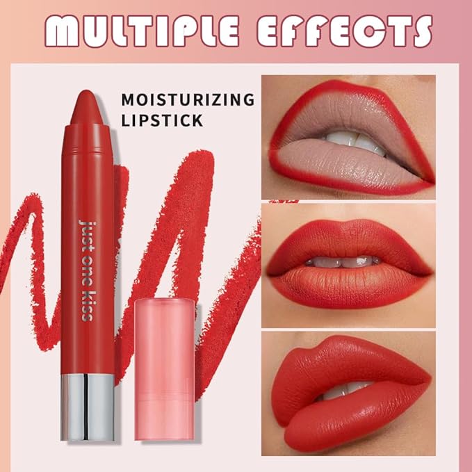 Bright Red Hydrating Cream Lipstick Lip Crayon for Women, Moisturizing Lipstick Long-lasting Waterproof, Retractable Lips Crayon Liner for Ombre Shades, Tinted Lip Balm + Lips Color, 11