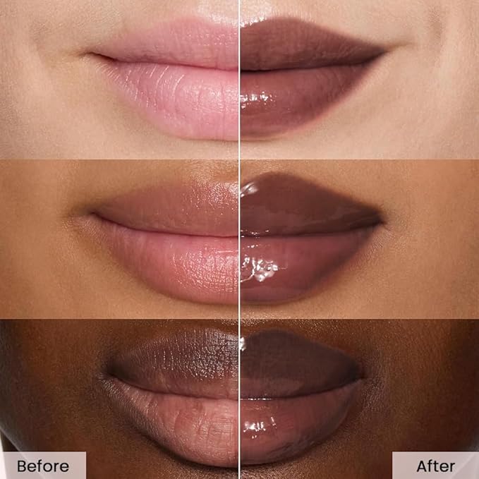 Lip Tinted Glowy Balm Hydrating Tinted Lip Serum Lip Gloss, Ultra-Hydrating Natural Vegan Lip Balm, Sheer-Tinted Shine & Hydration, Soothes & Softens Dry Lips Skincare (Dark Brown)