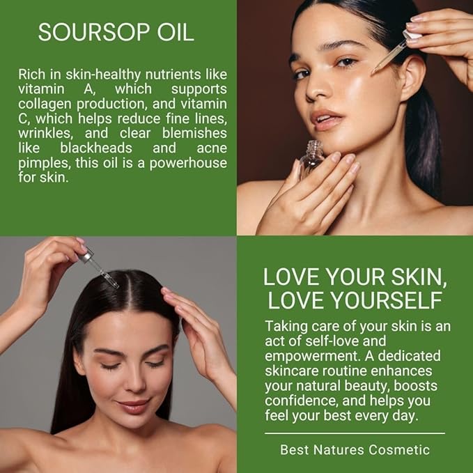 Virgin Soursop Oil (Anona Muricata, Graviola, Guanabana) – 100% Pure, Organic, Cold-Pressed, Unrefined – 2oz - 60ml – Natural Facial Oil & Moisturizer for Dry, Damaged, or Sensitive Skin