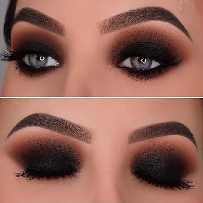 Mysense Single Matte Black Eyeshadow,Pressed Fine Powder Eye Shadow,High Pigment Longwear Single Black Eye Makeup for Day&Night (02)