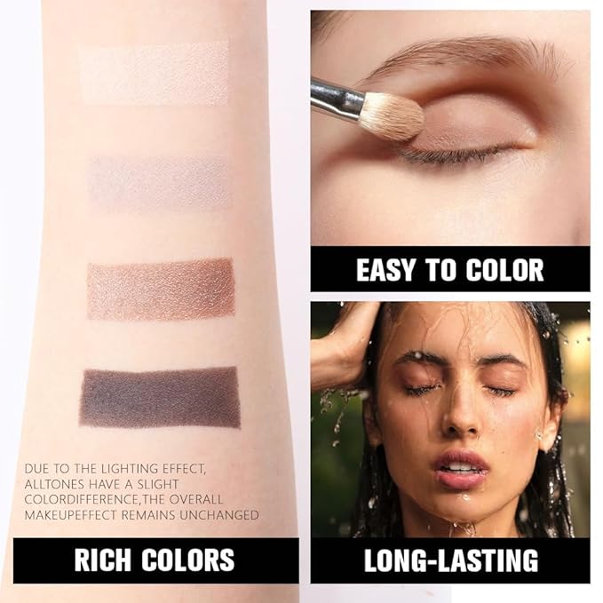 evpct Eyeshadow Quad Palette, Nude Beige Taupe Grey Bronze Smoky Black Ebony Glitter Shimmer Metallic Matte High Pigment Mini Eye Shadow Palette Makeup for older Women, Smudge Proof Vegan Cruelty-free