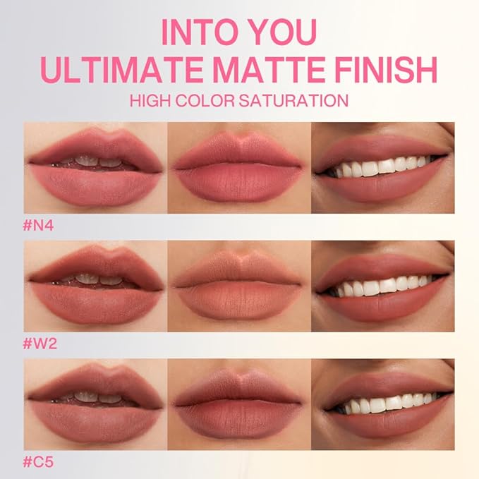 INTO YOU Velvet Matte Finish Lip Stain, Super Stay Lip Stain Long Lasting Waterproof, Lip Tint, Lip Mud Soft Lightweight, Smooth Lip Clay Mousse, Dual-Use For Lips And Cheek, Pink Lipstick, N4