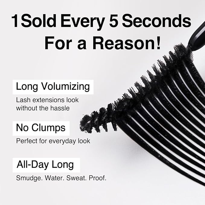 CLIO Kill Lash Superproof Mascara, Washable, Vegan Formula, Ultra-Volumizing, Smudge-Proof, Clump-Free, Curl-Holding, Long-Lasting, 0.24 fl oz (004 EXTREME VOLUME BLACK)