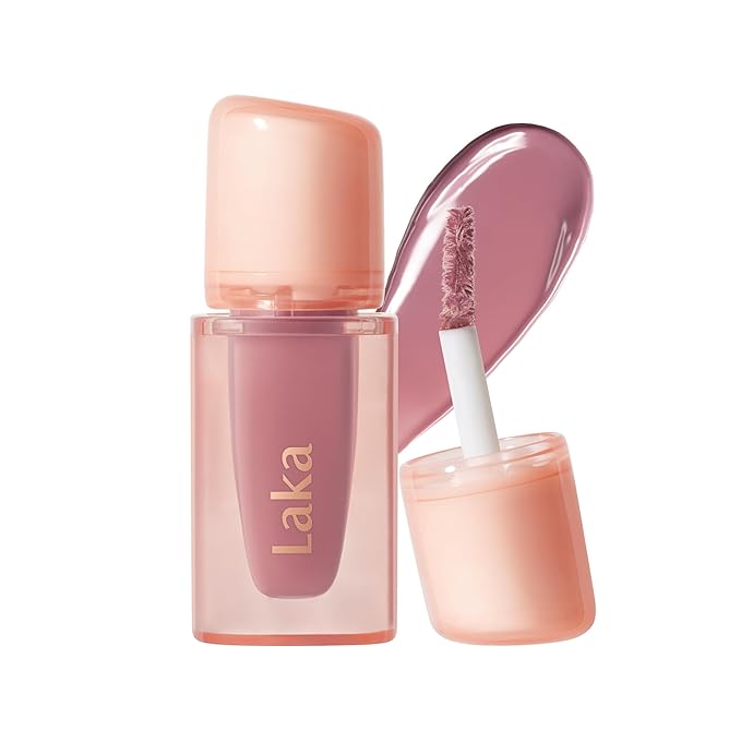 Laka Jelling Nude Gloss Mini, 1.9g/0.07oz, Sheer Hydrating Lip Oil with No Stain, Non-Sticky, Nourishing Gloss for a Fresh, Glowy Look, Vegan, Clean Beauty Makeup, K-Beauty (#312 Coolring)
