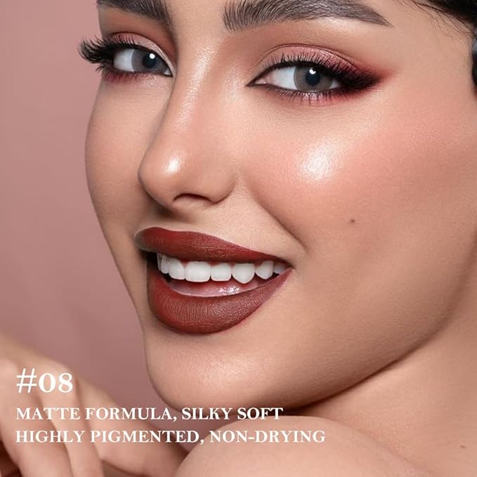 2Pcs Gradient Matte Lipstick Crayon Lip Liner pencil, Flawless Contour Gradual Ombre Effect lip Pencil, for Women Long Lasting Waterproof Smudge Proof Lipstick Pencil 03#+08#