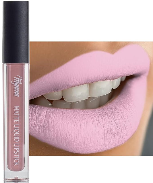 Mynena Light Cool Pink Matte Liquid Lipstick | Long-Lasting Comfort | Smudge-Proof Transfer-Resistant | Full Coverage Non-Drying | Vegan & Cruelty-Free | All-Day Wear Lip Color | Clara
