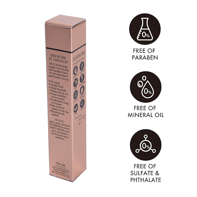 YENSA Skin On Skin BB + CC Full Coverage Concealer - Color Correcting Serum Concealer - Creaseless & Brightening Formula with Hyaluronic Acid & Superfood Complex - Tan Warm (0.34 Fl oz)