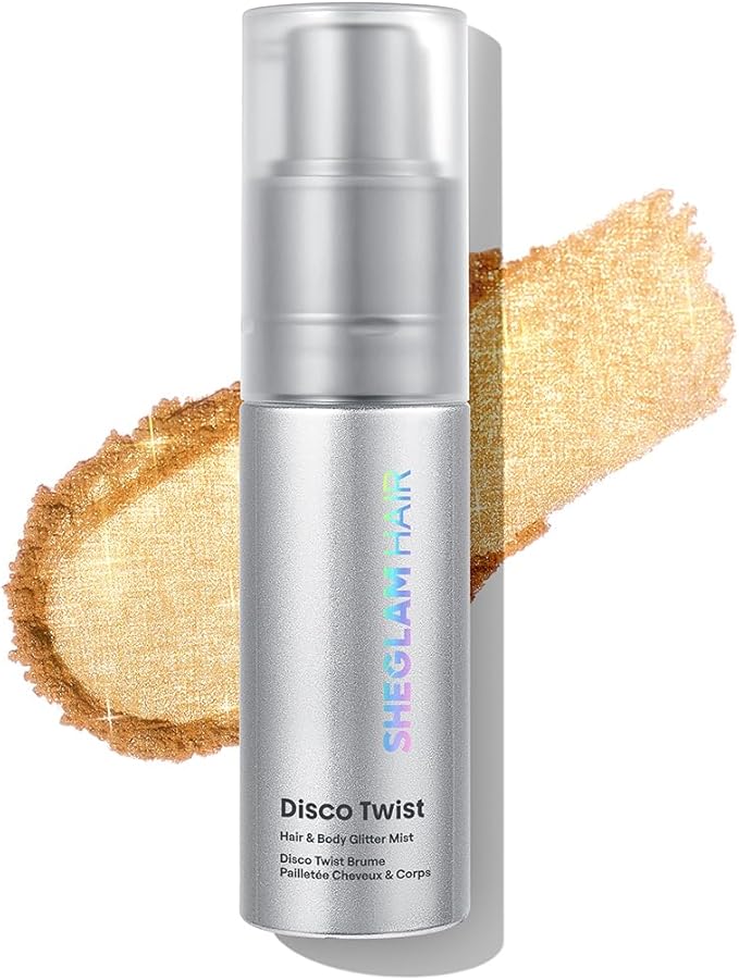 SHEGLAM Hair & Body Glitter Mist Spray - Shimmering Sparkle Makeup for Parties, Festivals, Cosplay, Halloween - Long Lasting, Non-Clogging, Easy Wash Off, 0.3 Fl Oz (Gold)