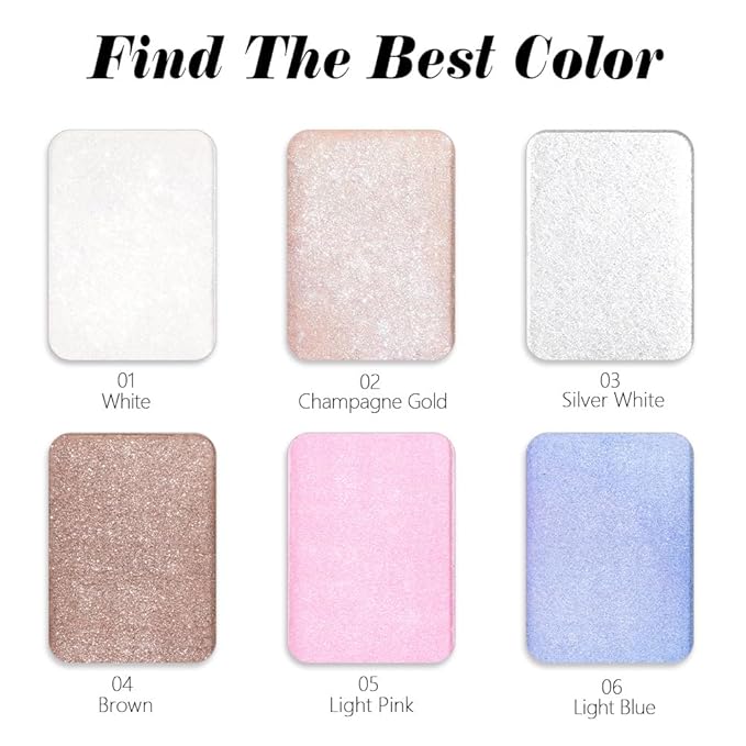 Silver White Sparkle Glitter Shimmer Highlighter Makeup Palette for Women, Silver White Buttery Creamy Powder Highlighter Eyeshadow Palette Vegan, Built-in Mirror & Brush – Girls Christmas Gift