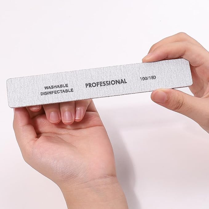 Klimonla 25PCS Professional Rectangular Emery Board Nail Files, 80/80 Grit Dual-Sided Buffer, Reusable Nail Filing Tools for Natural & Acrylic Nails, Home & Salon Manicure Supplies