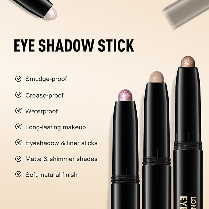 Cream Eyeshadow Stick, Dusty Rose Matte Eye Shadow Waterproof Eyeliner Brightener Pencil Easy to Use High Pigmented Long-Lasting Eye Highlighter Makeup Crayon for Women