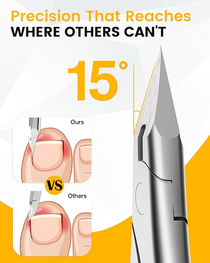 BEZOX Professional Toenail Clippers - Heavy Duty Toe Nail Clippers for Thick Toenails & Ingrown Nails | Long Handle Nails Clipper for Seniors with Comfort Grip & Ultra Sharp Blade - Black