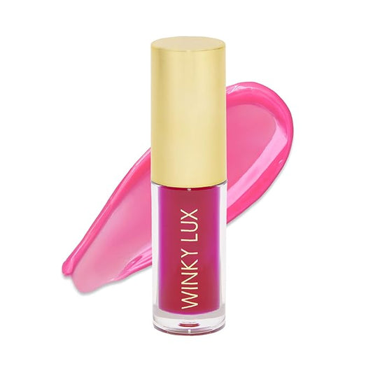Winky Lux Luscious Barely There Sheer Tinted Lip Oil - Hydrating Lip Gloss Tint, Cool Pink Glossy Lip Balm, Juicy Non Sticky Long Lasting Formula, Infused with Jojoba Oil & Soft Vanilla Scent