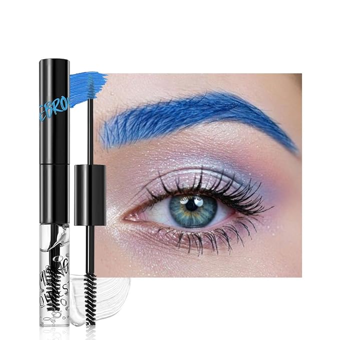 2in1 Semi-Permanent Eyebrow Gel & Lamination Gel, Eeybrow and Lash Gel, Lightweight and Waterproof Tinted Brow Gel For Up To 24HR Hold, Built-In Styling Comb - Clear Eyebrow Gel(05#Blue)