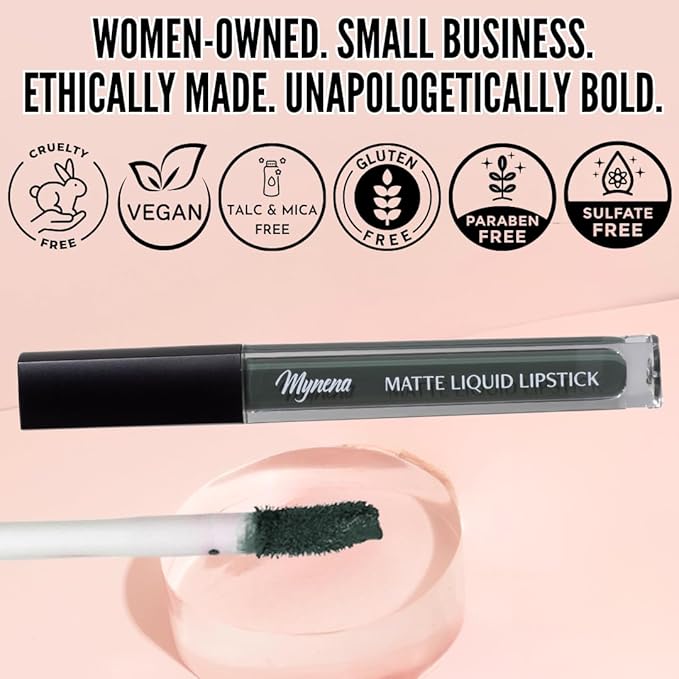 Mynena Matte Liquid Lipstick Army Green | Long-Lasting Comfort | Smudge-Proof Transfer-Resistant Vegan & Cruelty-Free | Full Coverage Non-Drying True Pigment | All-Day Wear Lip Colo | Jocelyne