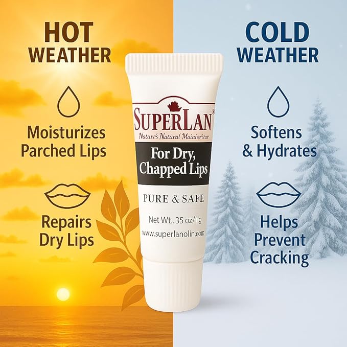 Organic Lanolin Lip Balm Mint Flavor - Lip Repair for Dry Weather - Natural Nipple Cream Lanolin - Moisturizer cracked lips - Hydrating lip care - Ultra pure jojoba oil - Kosher chapstick (0.35 Oz)