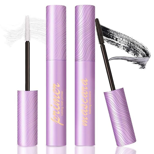 Tubing Mascara & Primer - Waterproof Long - Lasting Lash Extension Primer & Volumizing Mascara for Lash Growth & Curl - Smudge-Proof, Clump-Free, Easy Removal - Ideal for Sensitive Eyes