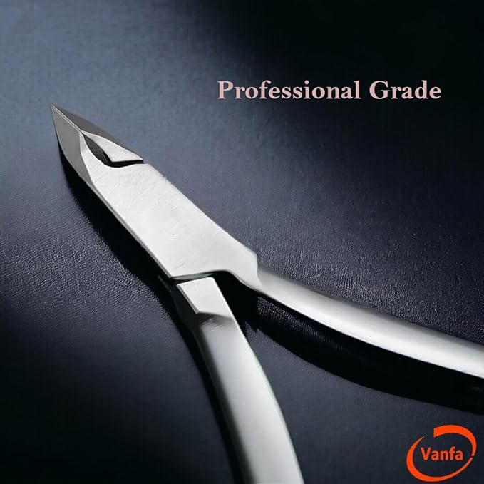 Vanfa Cuticle Nippers, Cuticle Trimmer, Professional Cuticle Cutter - Extremely Sharp - Stainless Steel - Square Head - Single Spring - VF05 Jaw #14 (Pack of 1)