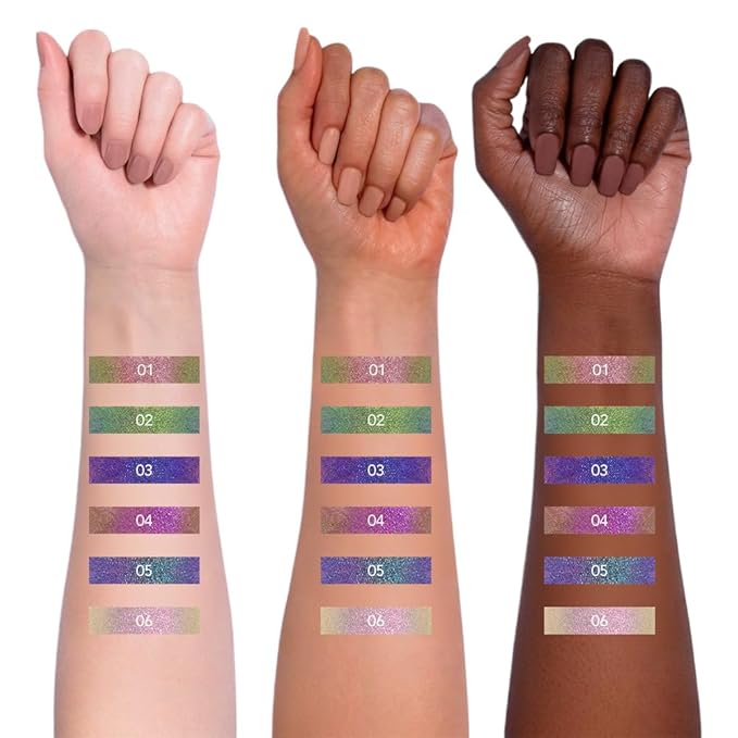 evpct Chameleon Duo Chrome Liquid Eyeliner, Rose Bronzer Flare Glitter Metallic Shimmer Liquid Eyeliner, Multichrome Color Shift, Long Lasting Waterproof Eye Liner Eyeshadow Pencil Face Glitter Makeup