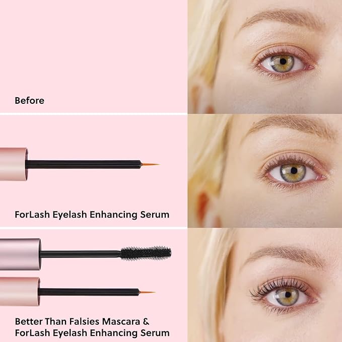 ForChics 24/7 Lash System - Growth Serum + Nourishing Mascara Bundle - Hormone-Free Day & Night Treatment for Longer, Thicker Lashes in 2 Weeks - Natural, Vegan [Duo]