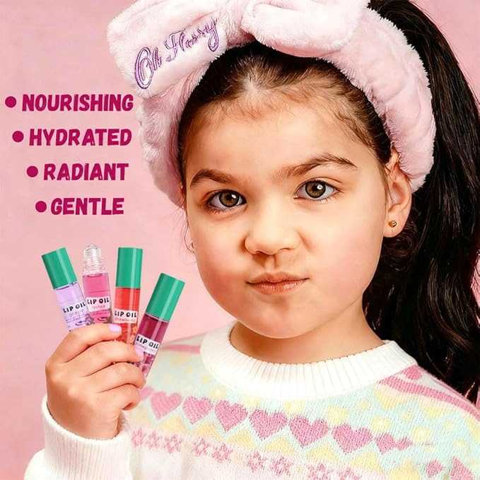 Kaely 12Pcs Mini Roll On Kids Lip Gloss, Fruit Flavored Lipgloss Set for Girls & Teens Party Favors, Hydrating & Moisturizing Lip Gloss Oil Makeup, Birthday Christmas Gifts, Vegan & Cruelty-Free