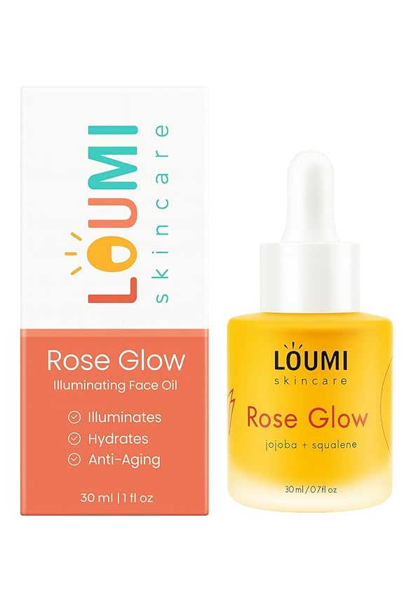 LOUMI Skincare RoseGlow Face Oil | Lightweight Botanical Facial Oil for Hydration & Radiance | Helps Nourish Smooth & Soften Skin | Rosehip & Jojoba Inspired Blend | Vegan, Cruelty-Free 20ml