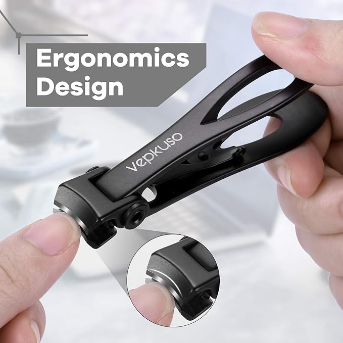 Vepkuso Toenail Clippers & Nail Clippers Set for Seniors - Heavy-Duty Long Handled Toenail Clippers for Thick Toenails, Men & Women | Hygienic Manicure Set | Gift Idea