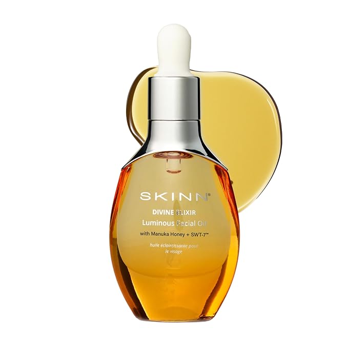 SKINN Anti-Aging Luminous Face Oil for Sensitive Dry & Mature Skin - Lightweight, Non-Greasy Facial Oil Reduces Fine Lines & Wrinkles - Manuka Honey & Vitamin C - Moisturizing Oil for Deep Hydration