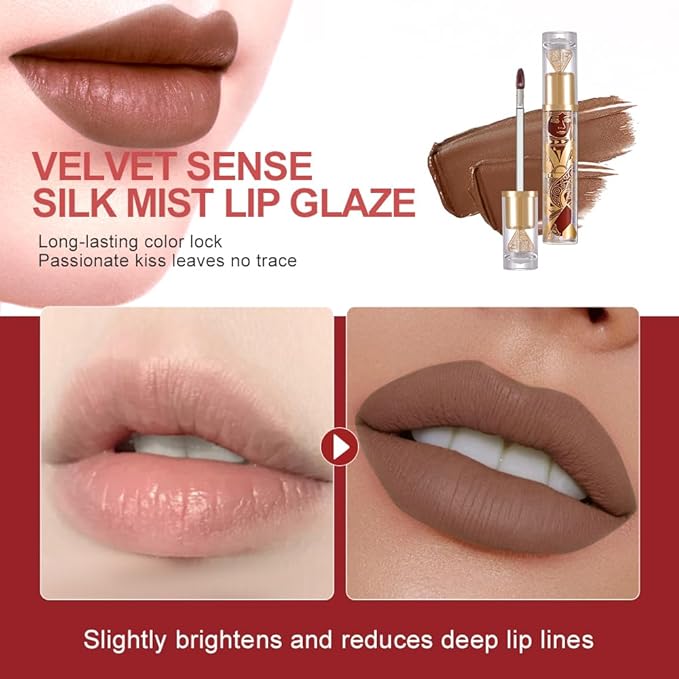 Soft Matte Liquid Lipstick in Deep Cocoa Brown, High Pigment Full Coverage Matte Lip Color, Waterproof Smudge-Proof Non-Transfer Lightweight Liquid Lipstick for Long-Wearing Everyday Makeup 85A