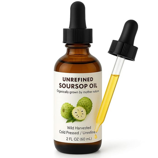 Virgin Soursop Oil (Anona Muricata, Graviola, Guanabana) – 100% Pure, Organic, Cold-Pressed, Unrefined – 2oz - 60ml – Natural Facial Oil & Moisturizer for Dry, Damaged, or Sensitive Skin